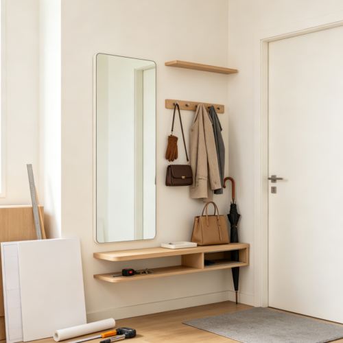 Integrated Full-Length Mirror & Shelf