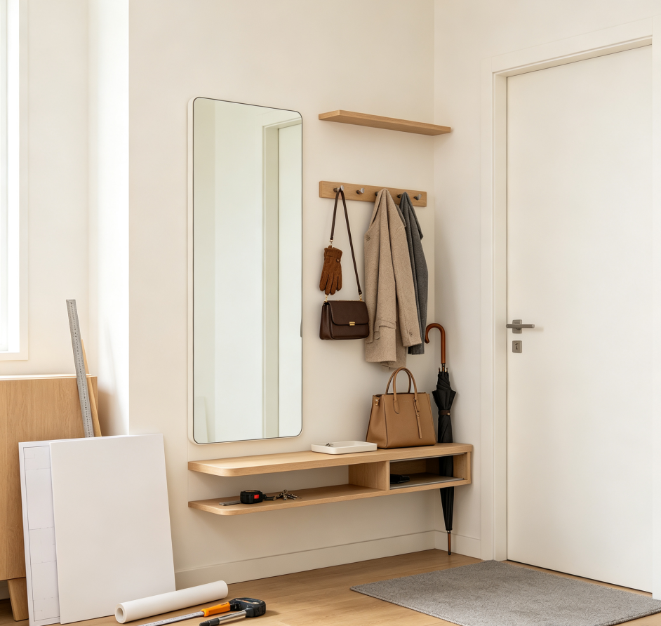 Integrated Full-Length Mirror & Shelf