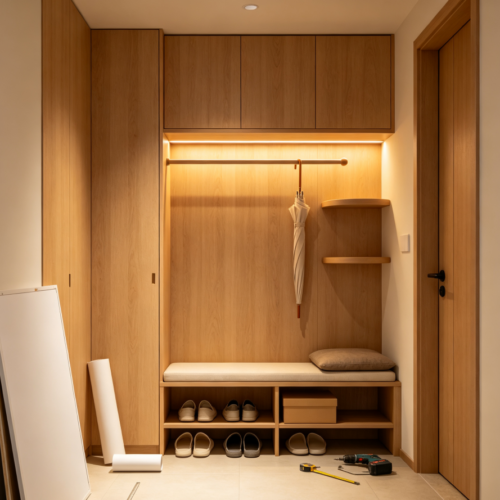 Warm Wood-Tone Entryway Set